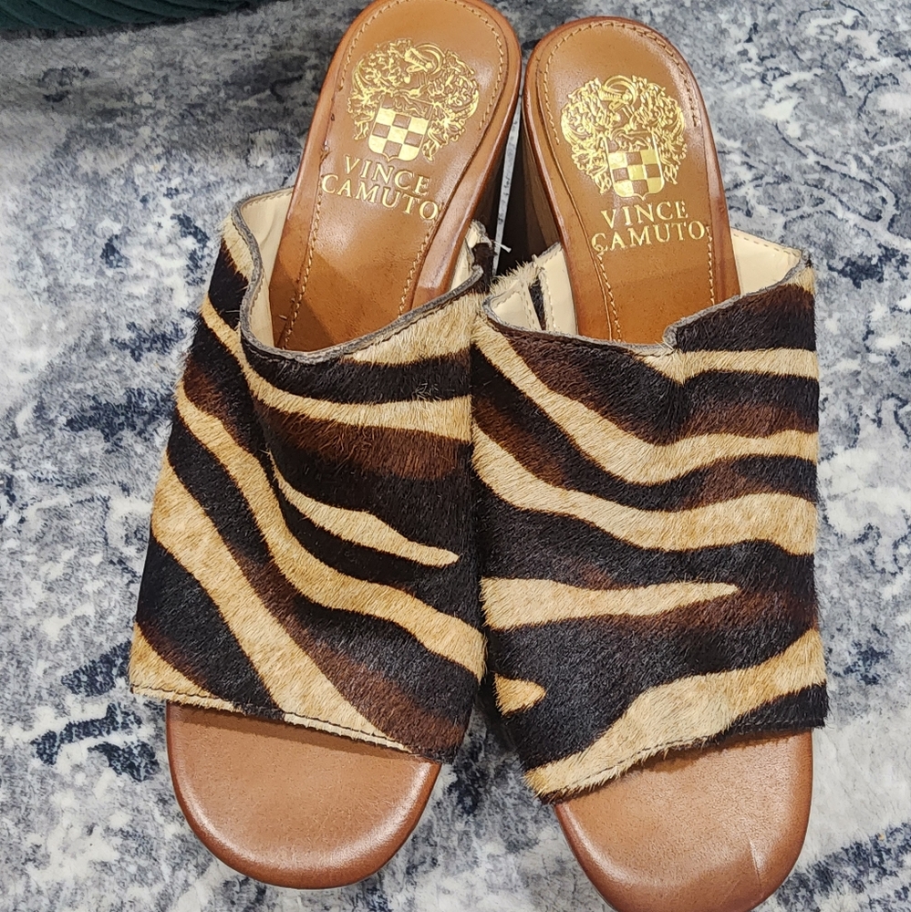 Vince Camuto Brown Zebra Print Women's Sandals